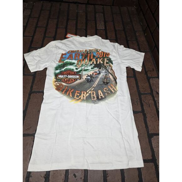 Harley Davidson Emerald Coast White T Shirt Men’s Small 2015 Earthquake Bash - Picture 4 of 4